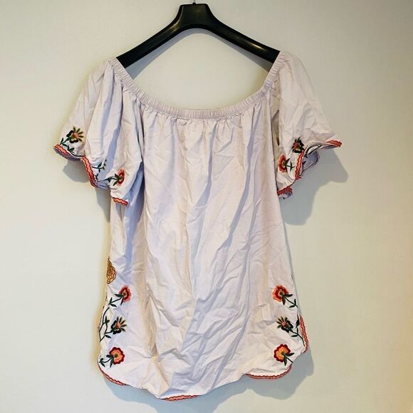 ZARA SS17 SKY BLUE OFF-THE-SHOULDER EMBROIDERED DRESS SIZE LARGE - Picture 3 of 9